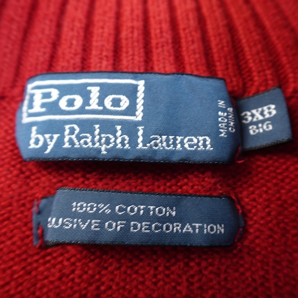 VTG Polo Ralph Lauren Sweater Mens 3XB Red Pony Logo 1/4 Zip Mock Neck Pullover - Picture 5 of 9